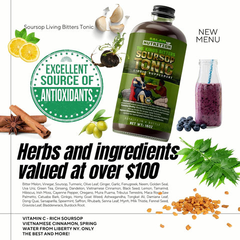 Soursop Kings Living Bitters contain Herb and Ingredients valued at over $100