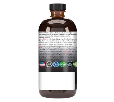 Black Seed Liquid Drop Plus Natural Living Bitters 16 w/ Alkalized spring water