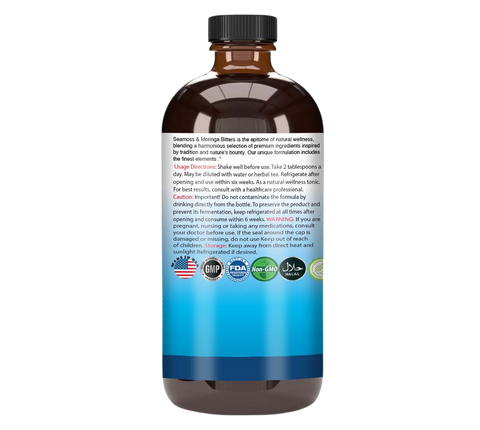 Sea Moss Liquid Drop Plus Natural Living Bitters made with alkalized spring water