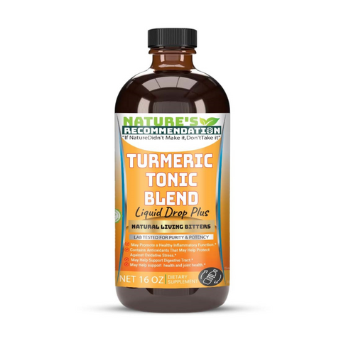 Turmeric Tonic Blend Liquid Drop Plus living Bitters 16 oz w/ Alkalized Spring Water